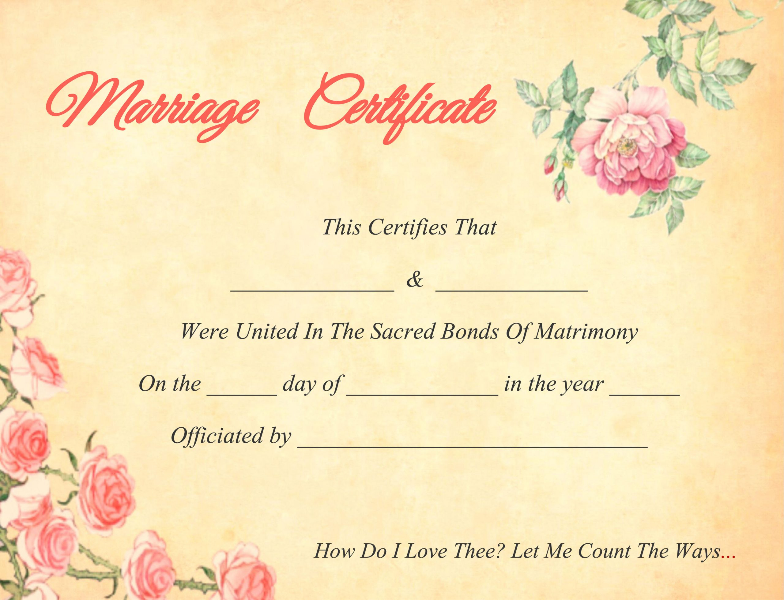 10 Beautiful Marriage Certificate Templates To Try This Season