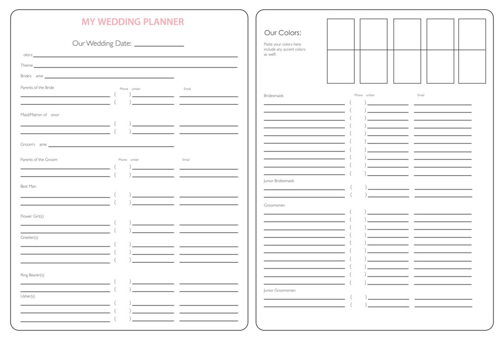 10 Best Wedding Planning Printables Printablee