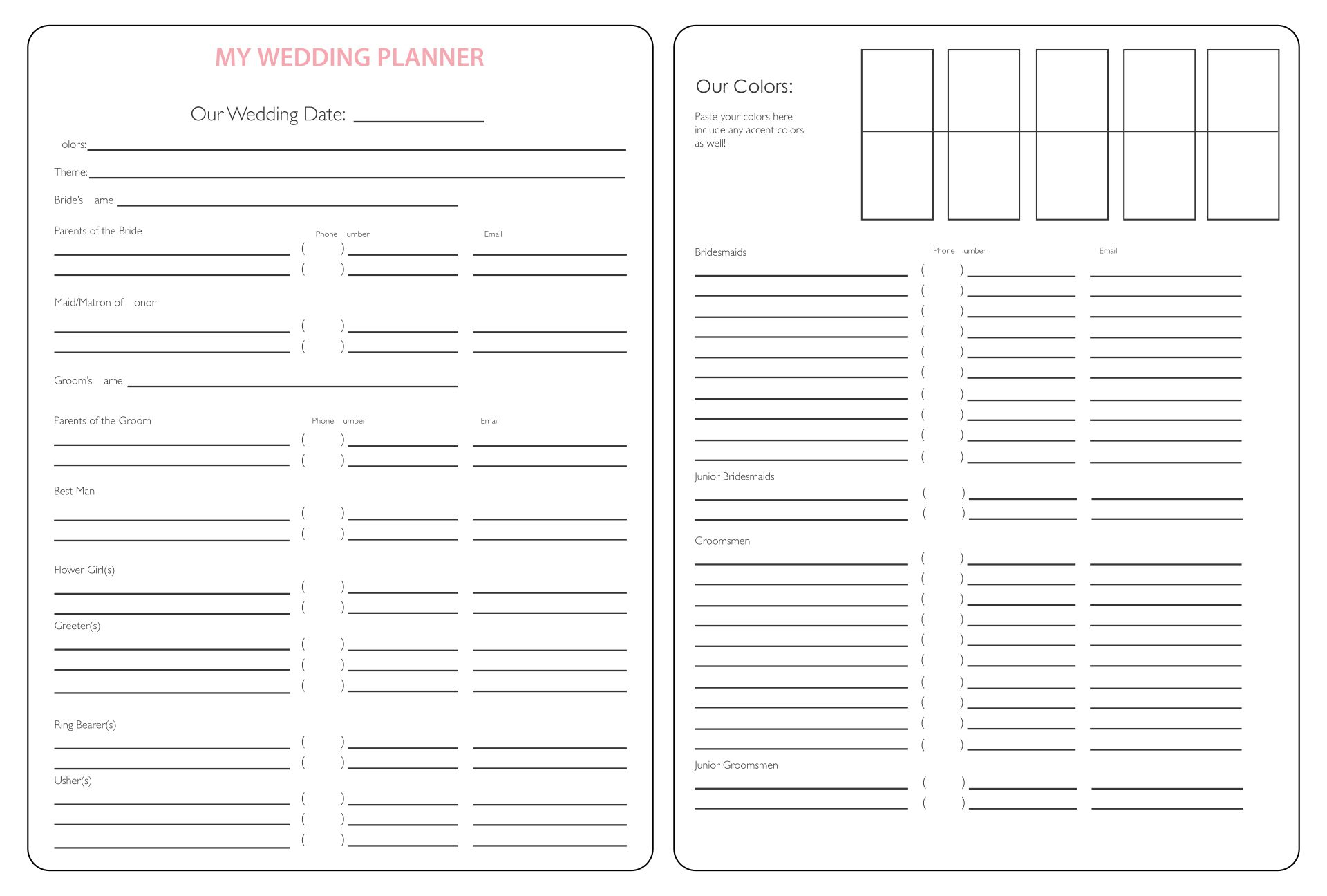 10 Best Wedding Planning Printables Printablee