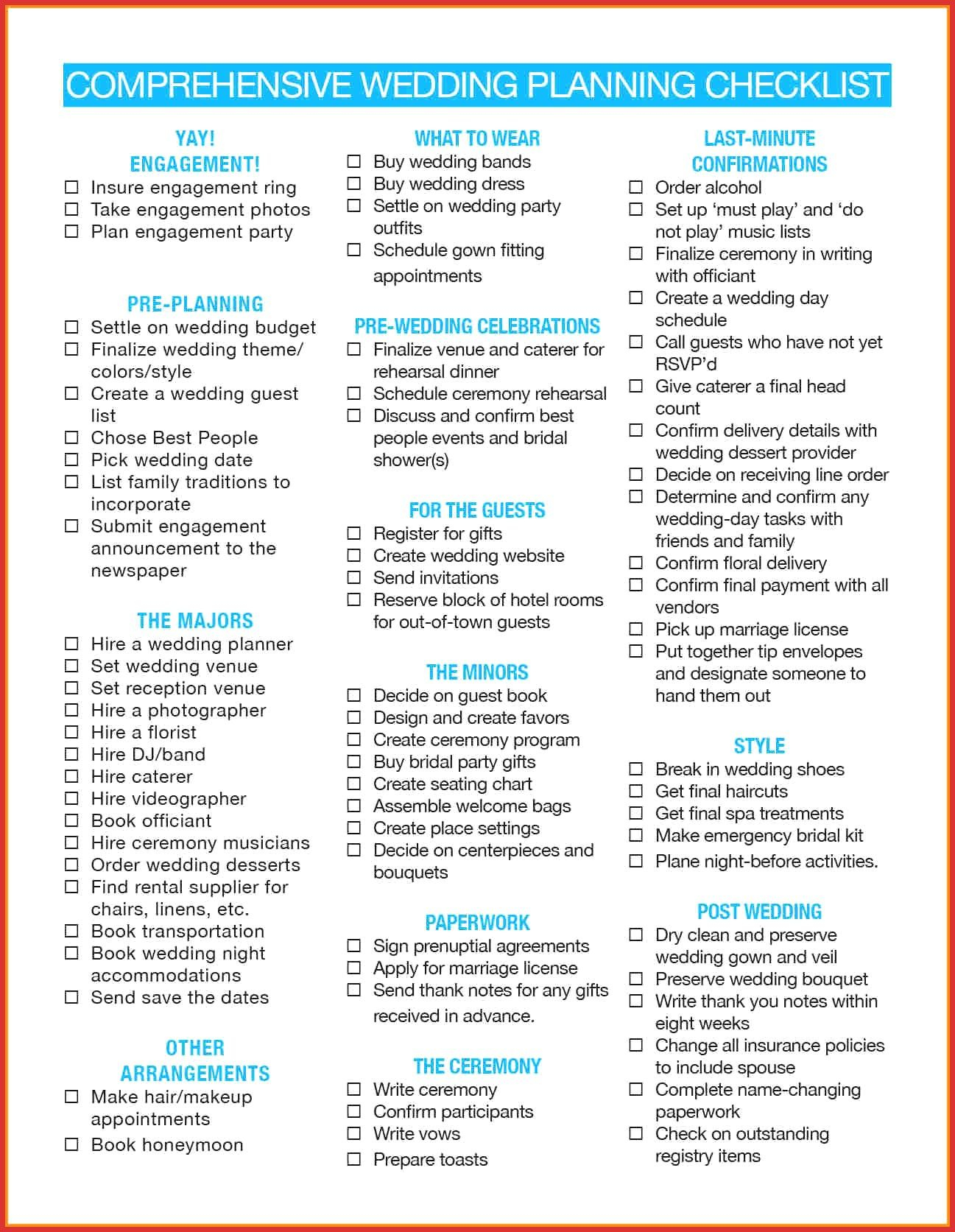 10 Wedding Planning Checklist Pdf Monthly Bud Forms Comprehensive 