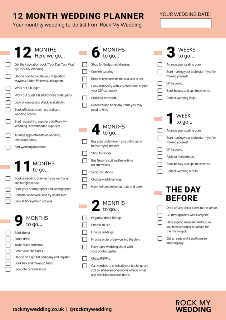 12 Month Wedding Checklist For Planning Your Wedding Day 12 Month 