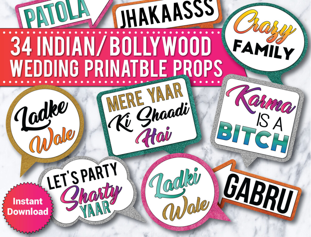 34 Indian Wedding Bollywood Wedding Photo Booth PRINTABLE