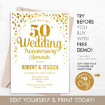 50th Wedding Anniversary Party Invitation INSTANT DOWNLOAD Digital