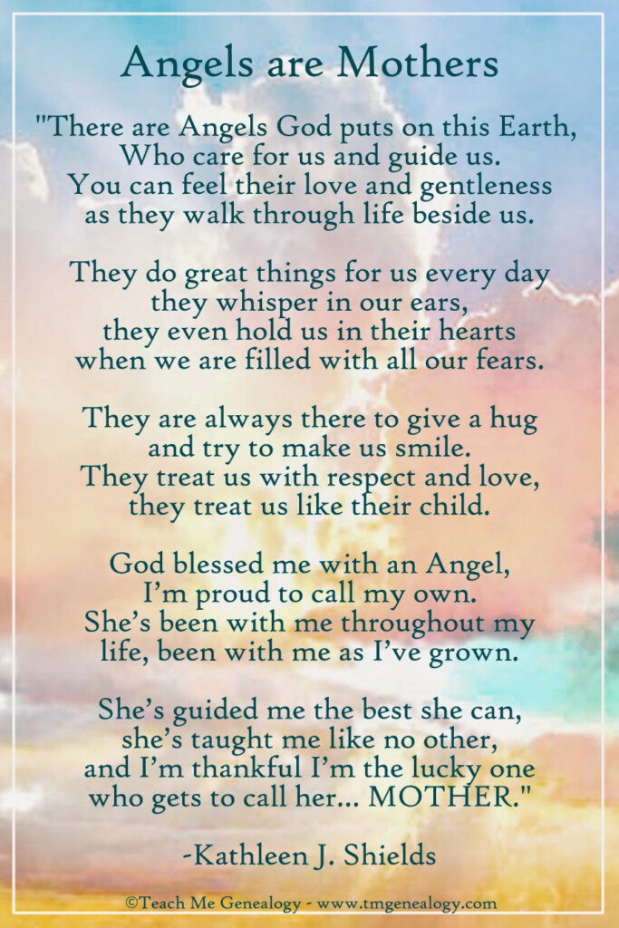 Angels Are Mothers Poem By Kathleen J Shields Teach Me Genealogy