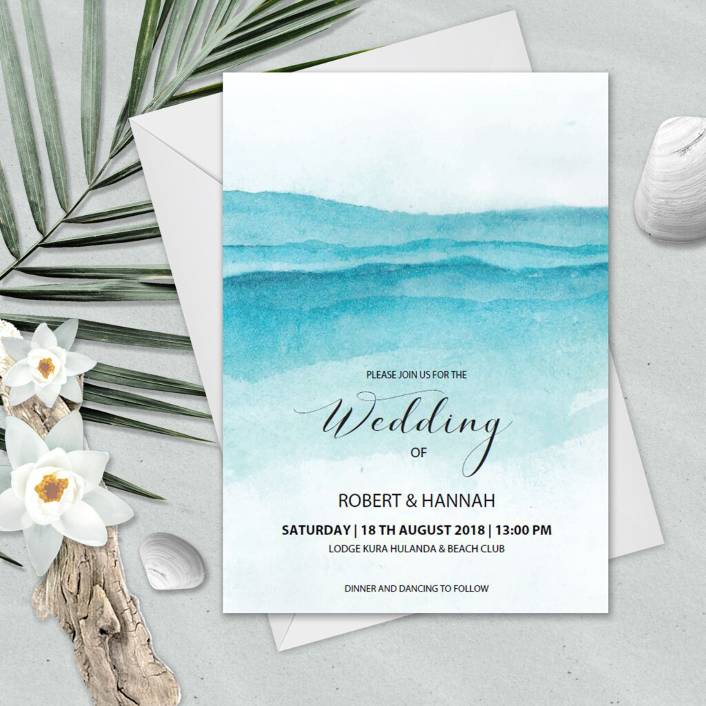 BEACH Wedding Invitation Printable Template INSTANT Etsy Beach 