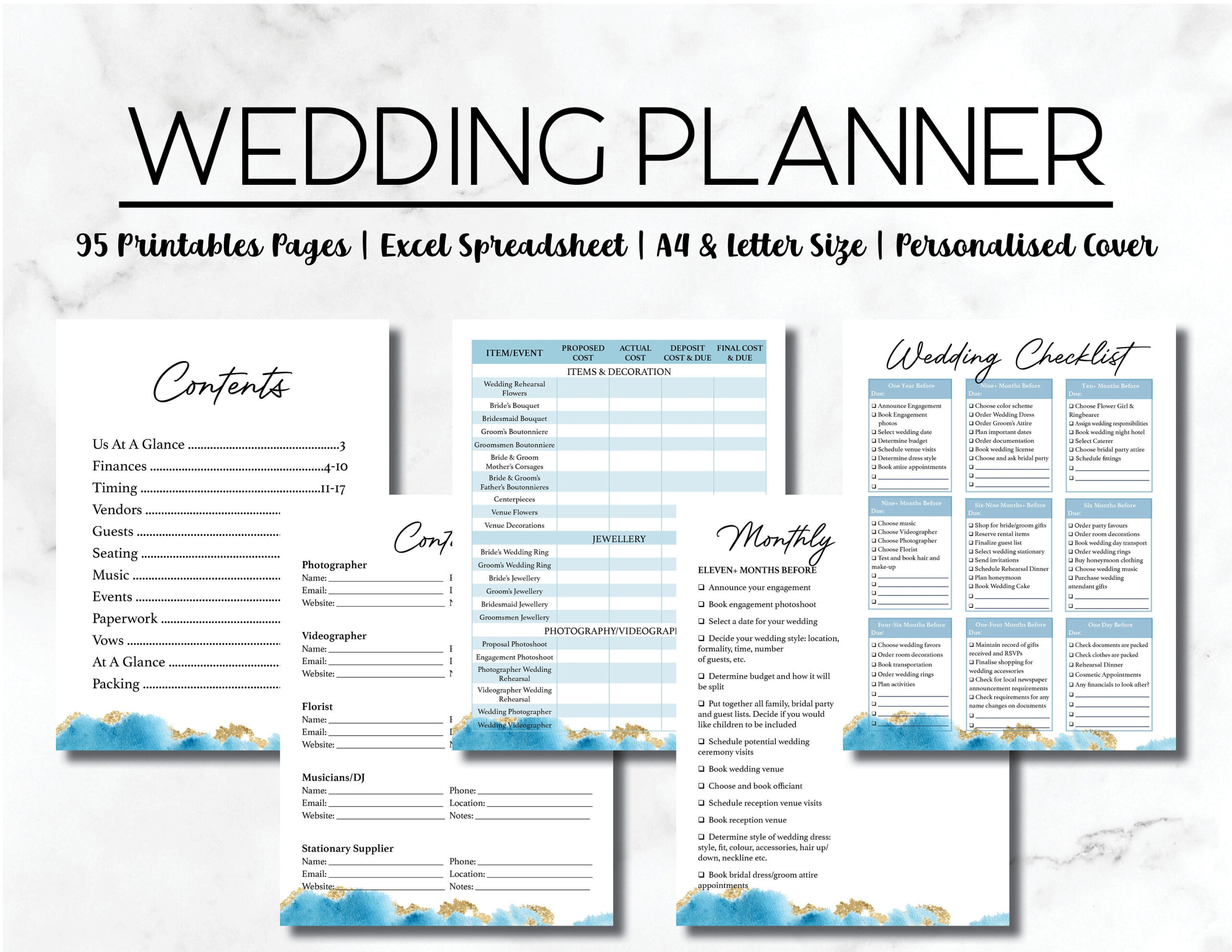 Beach Wedding Planner Checklist Binder Organizer Printable Etsy