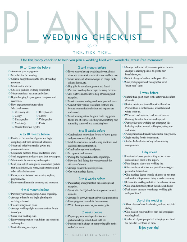 Best Wedding Checklist Printable Shop Fresh