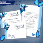 Blue Butterflies Wedding Invitation Set Digital Printable Etsy