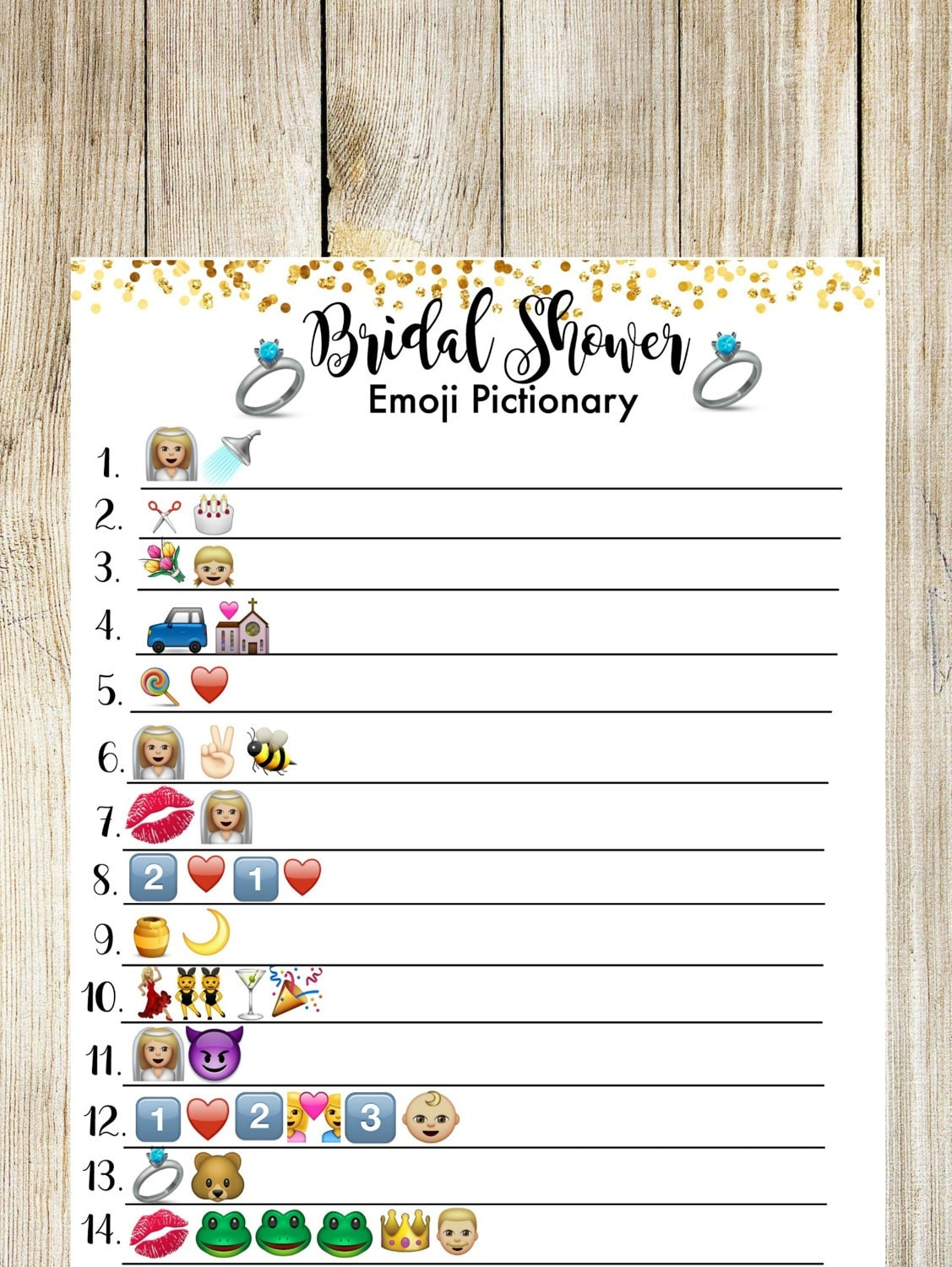 Bridal Shower Pictionary Emoji Game Bridal Shower Game