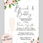 Bridal Shower Printable Invitation Floral Bubbly Chicfetti Bridal