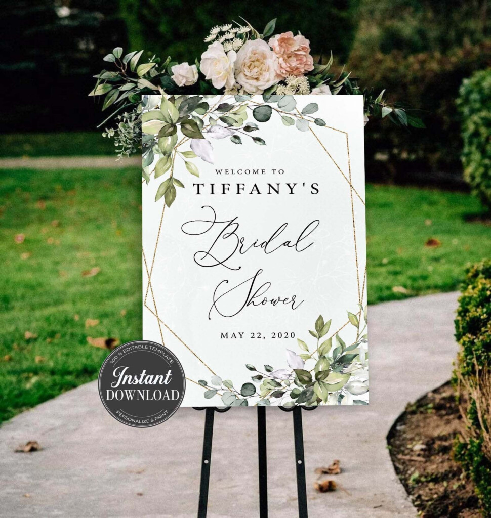 CHLOE Bridal Shower Sign Printable Wedding Sign Greenery Etsy In 2021 