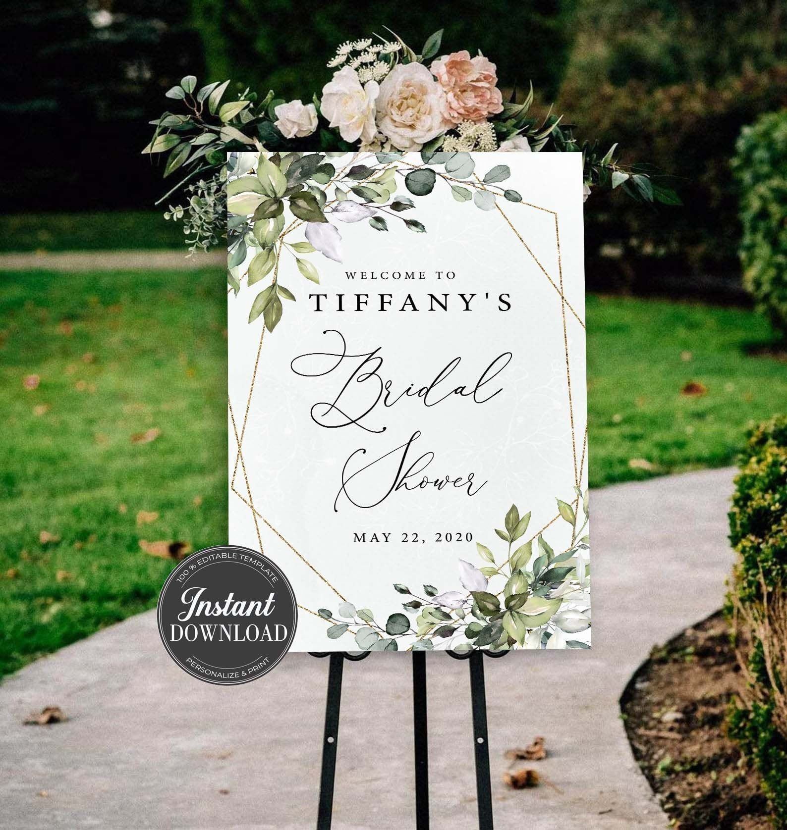 CHLOE Bridal Shower Sign Printable Wedding Sign Greenery Etsy In 2021