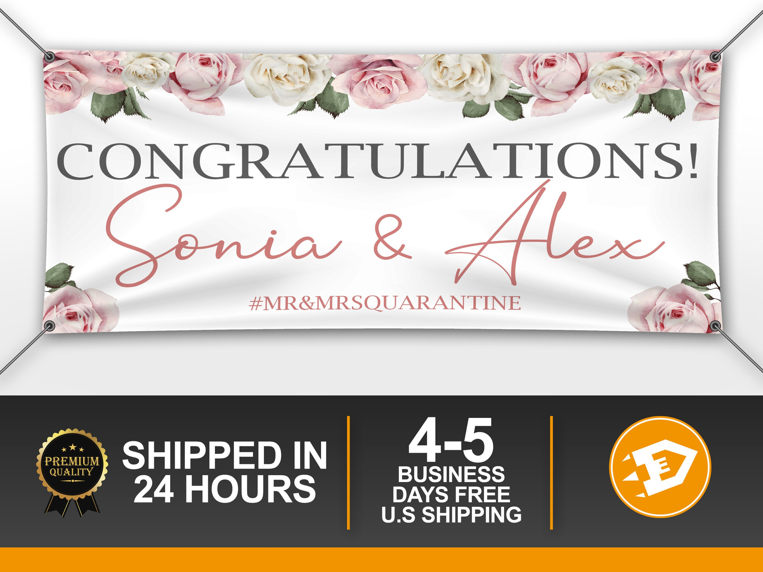 Congratulations Banner Wedding Banner White Floral Etsy