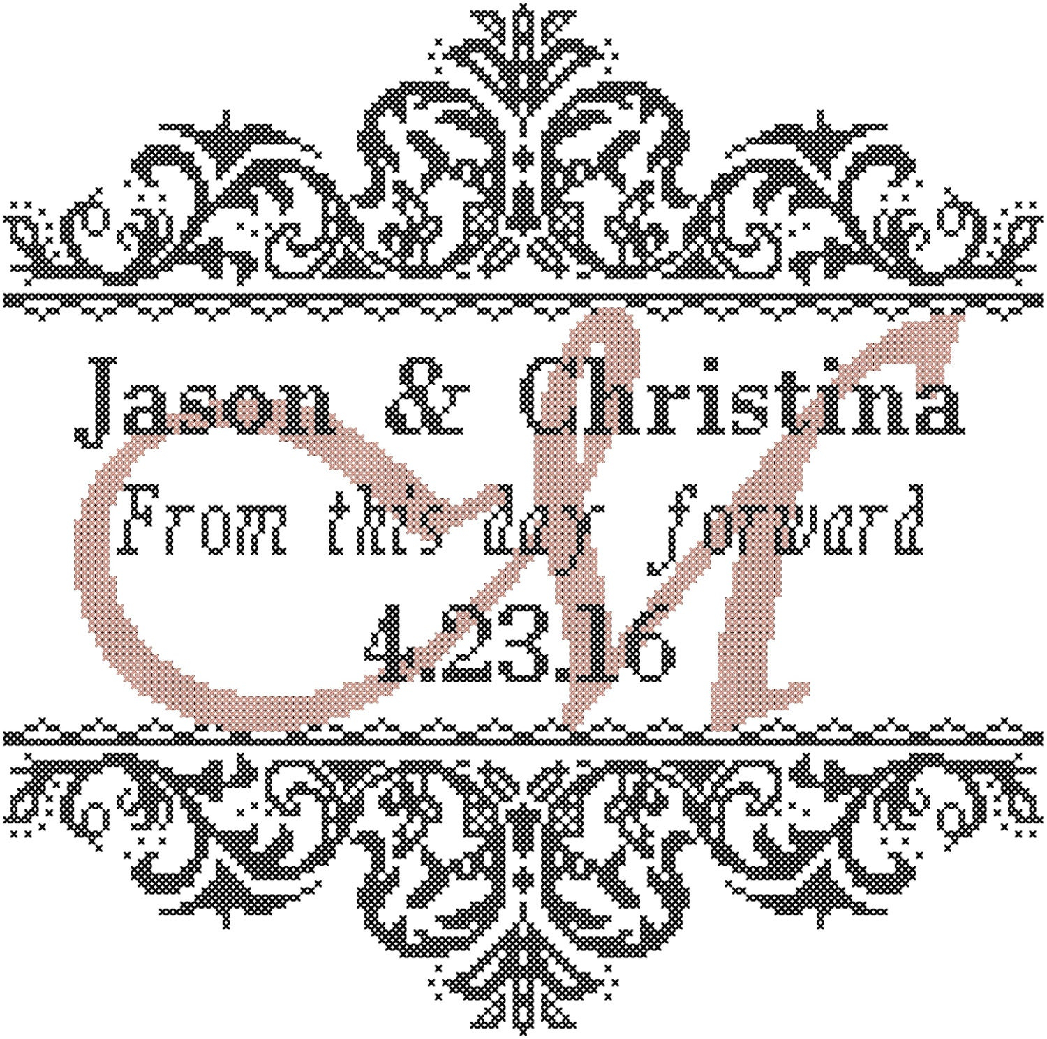 Cross Stitch Wedding Samplers Free Patterns Modern Wedding Cross 