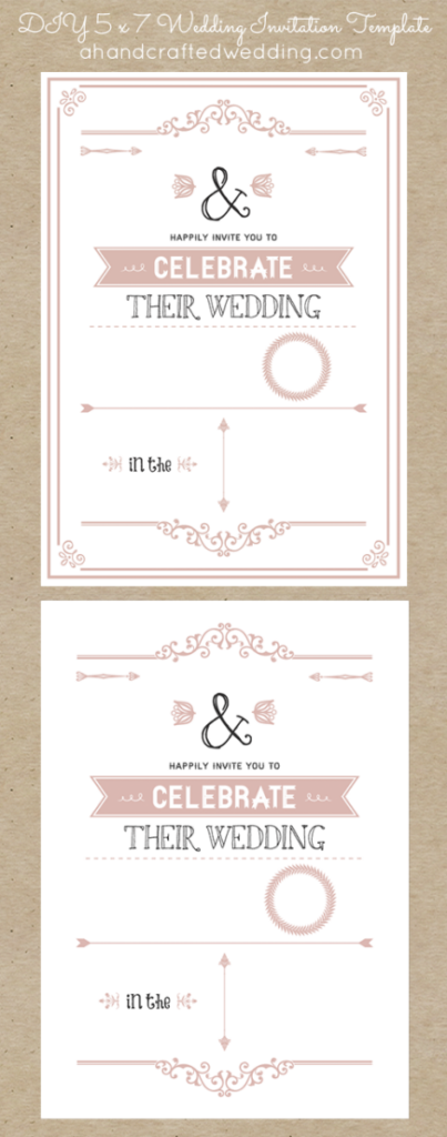 DIY 5x7 Rustic Chic Wedding Invitation Template dusty rose 