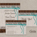 DIY Printable Rustic Turquoise Wedding Invitation Sets With Burlap And