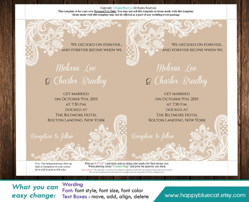 Diy Printable Wedding Invitation Template Instant Download Etsy
