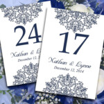 DIY Wedding Table Number Microsoft Word Template Dark Navy Blue