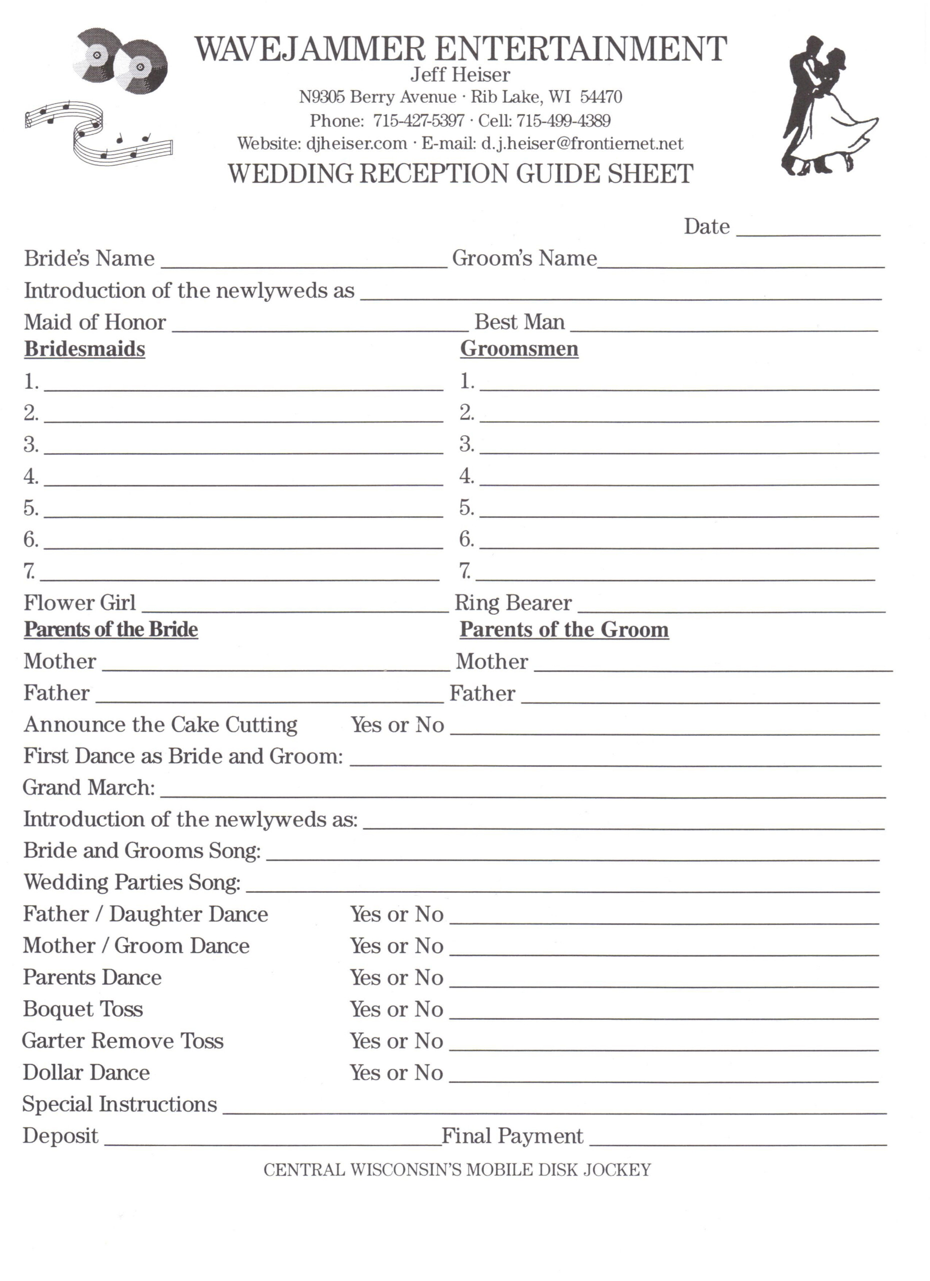 Dj Contract Free Printable Documents Wedding Music List Wedding