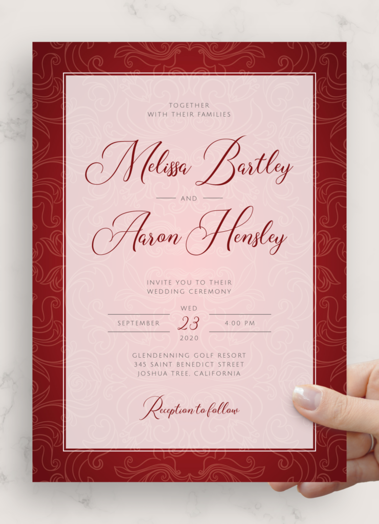 Download Printable Burgundy Vintage Wedding Invitation PDF