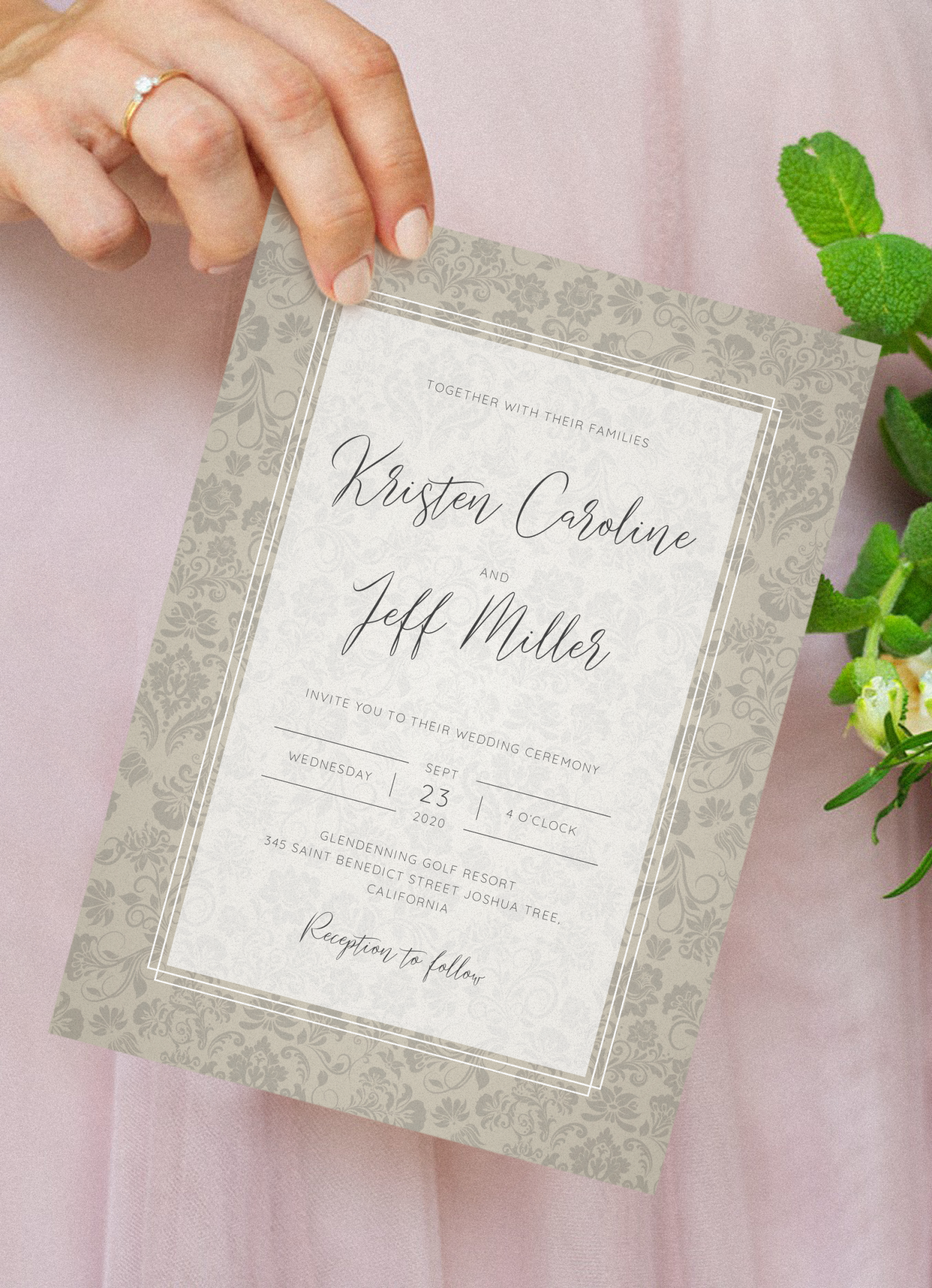 Download Printable Floral Vintage Wedding Invitation PDF