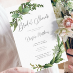 Download Printable Green Floral Bridal Shower Invitation PDF