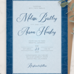 Download Printable Royal Blue Vintage Wedding Invitation PDF