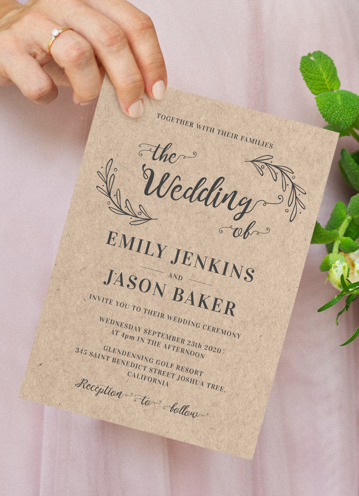 Download Printable Vintage Rustic Wedding Invitation Suite PDF