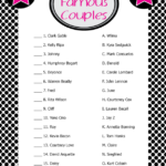 Famous Couples Bridal Shower Game Print Right From Home Couples