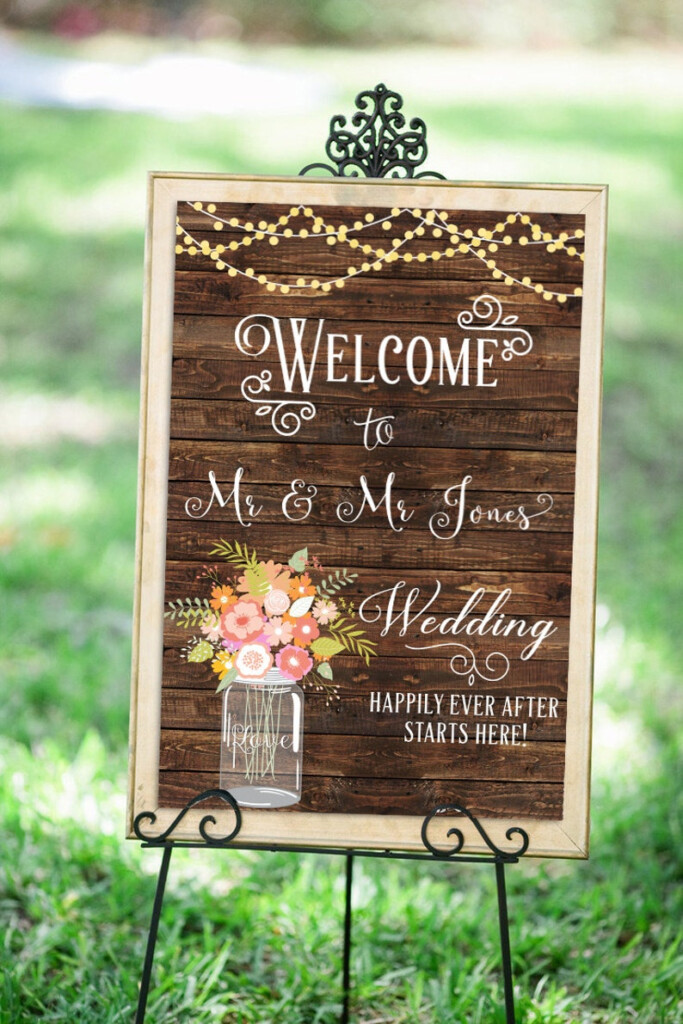 Floral Wedding Sign Printable Rustic Wedding Sign Decor Etsy