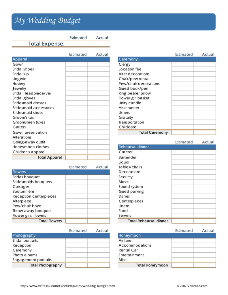 FREE 12 Budget Forms Wedding Budget Business Budget Personal Budget 