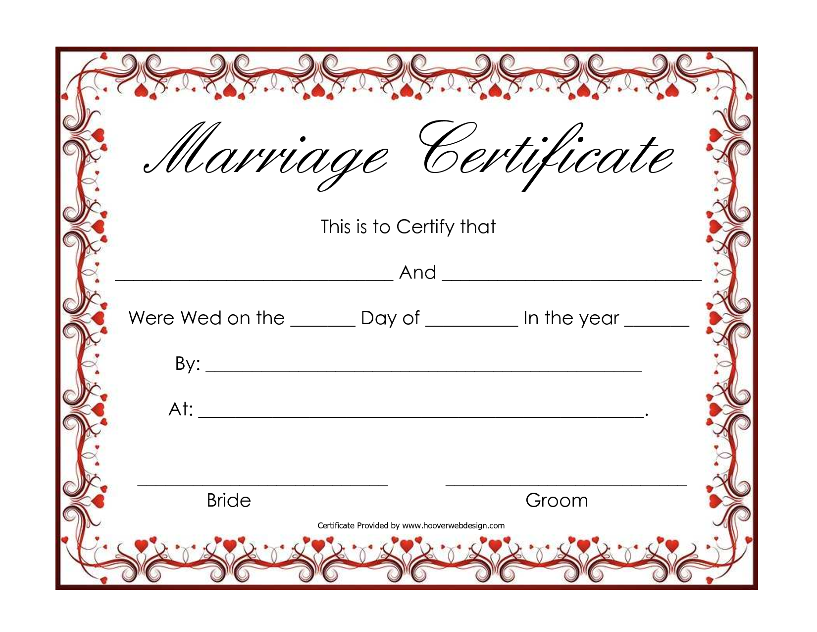 Free Blank Marriage Certificates Printable Marriage Certificate