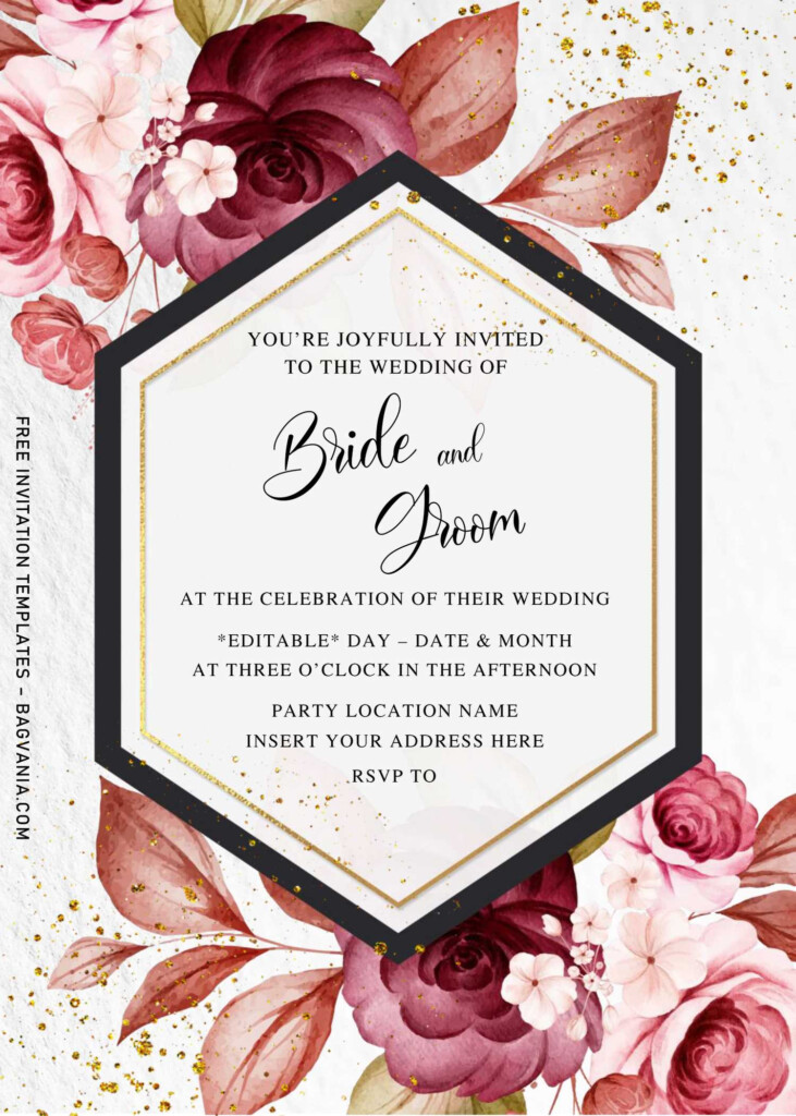 Free Burgundy Floral Wedding Invitation Templates For Word FREE 