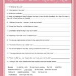 Free Printable Bridal Shower Romantic Movie Quotes Quiz Romantic