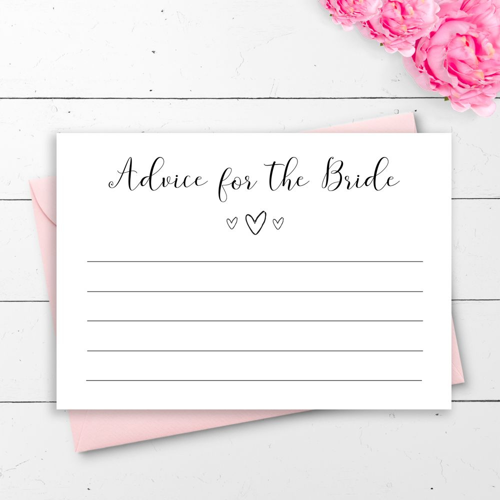 Free Printable Free Printable Bride Advice Cards From Pixie Paper 