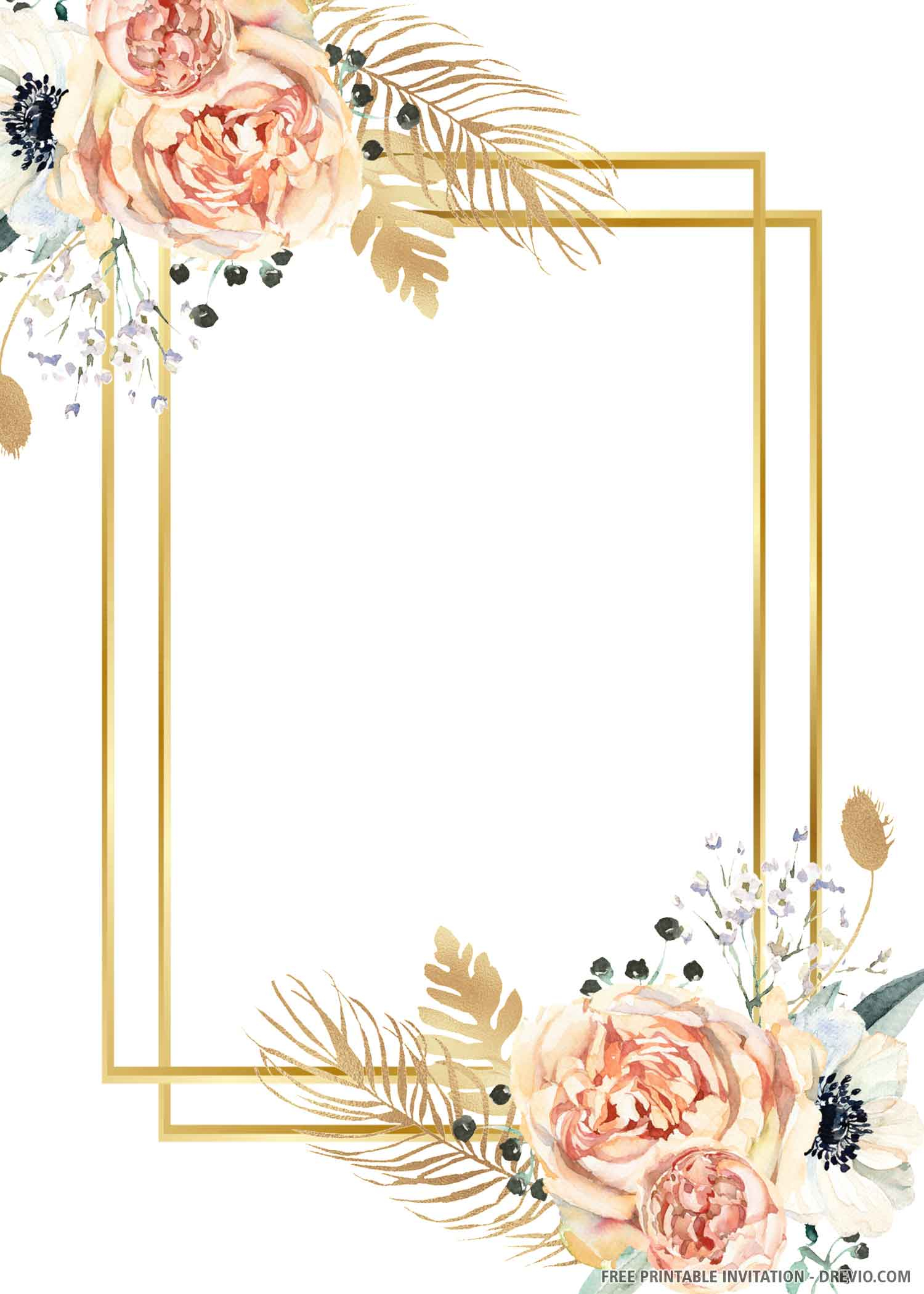  FREE PRINTABLE Gold Wedding Invitation Template Download Hundreds 