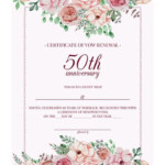 Free Printable Vintage Floral 50th Anniversary Vow Renewal Certificate
