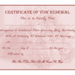 Free Printable Vow Renewal Certificate Bouquet Red Tint Vows Wedding