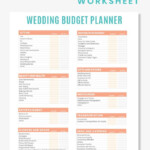 Free Printable Wedding Budget Planner Worksheet