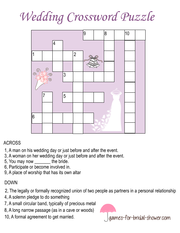 Free Printable Wedding Crossword Puzzle