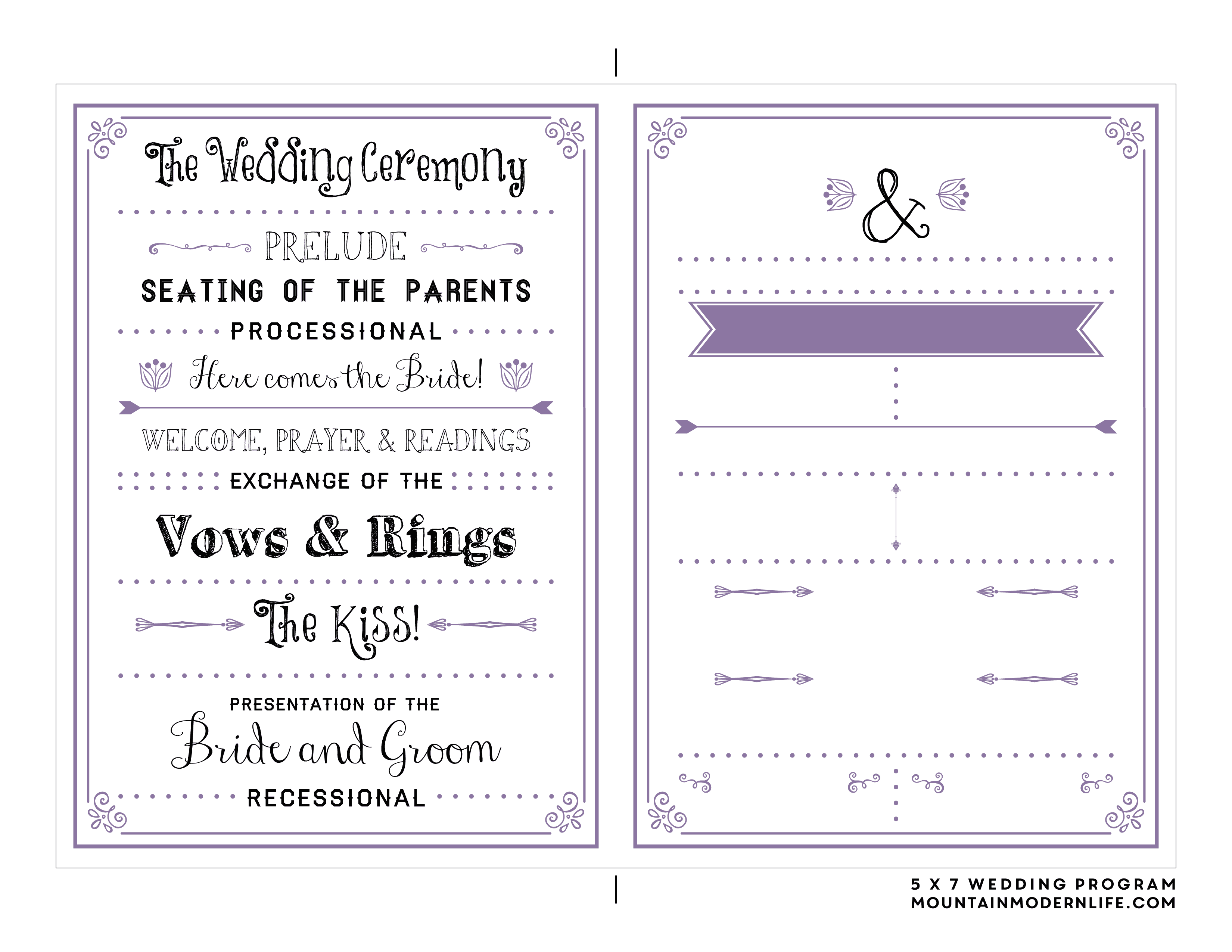 FREE Printable Wedding Program MountainModernLife