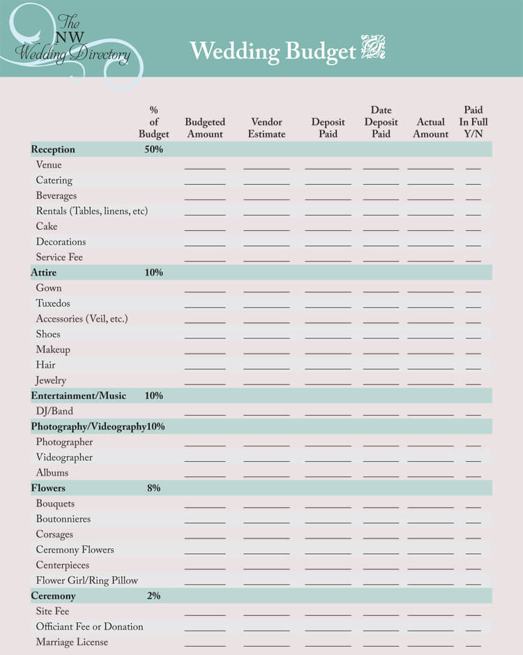 Free Wedding Budget Worksheets 14 Templates For Excel 
