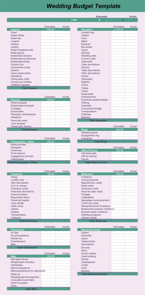 Free Wedding Budget Worksheets 14 Templates For Excel 