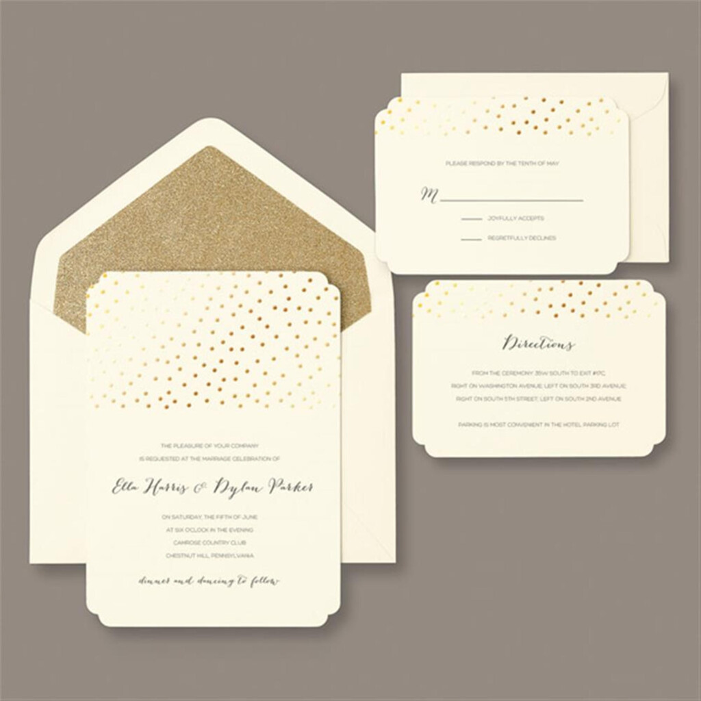 Gold Glitter Foil Dot Wedding Invitation Kit Invitation Kits 