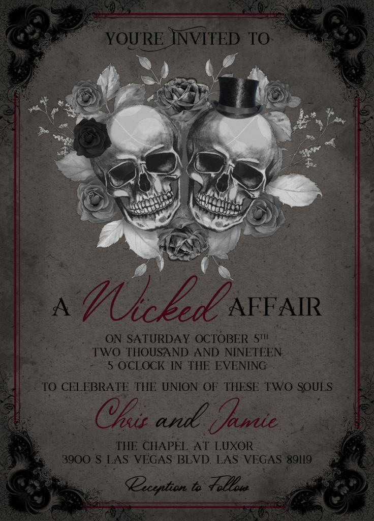 Gothic Wedding Invitation Skulls Wedding Invitation A Etsy In 2020 