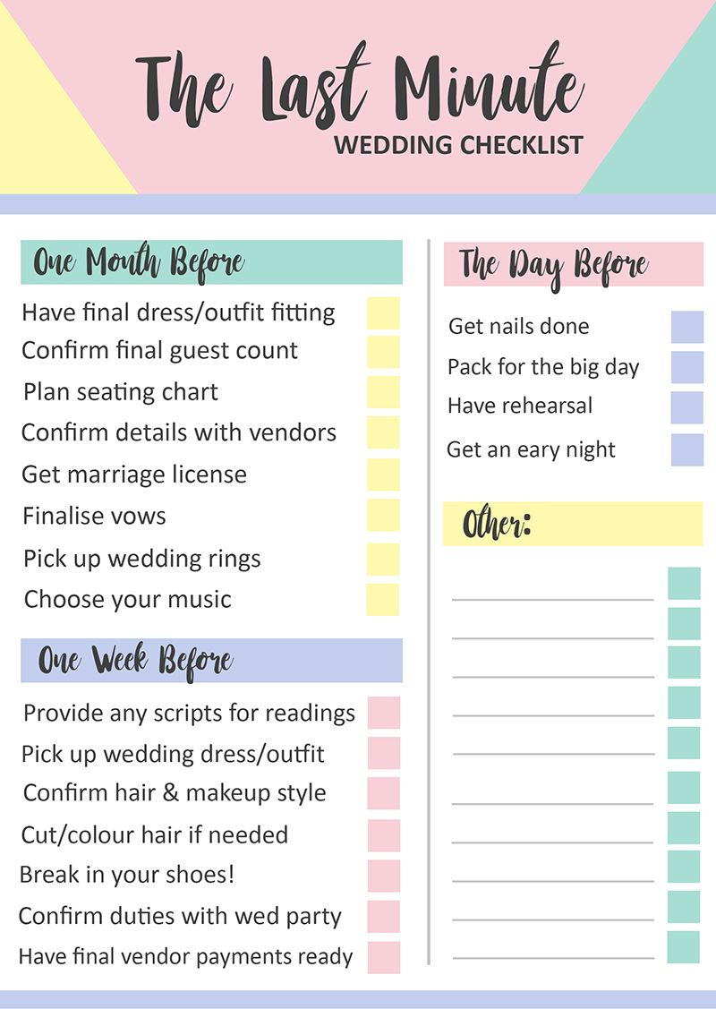 GRAB THIS FREE PRINTABLE LAST MINUTE WEDDING CHECKLIST Bespoke Bride 