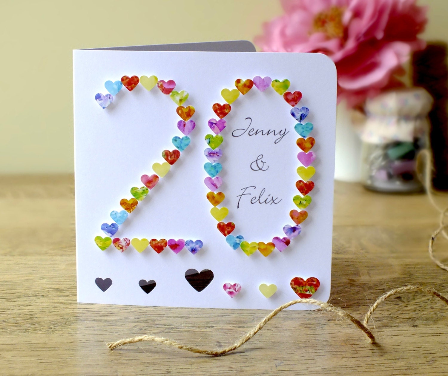 Handmade 3D 20th Wedding Anniversary Card 20th Anniversary