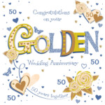 Handmade Golden 50th Wedding Anniversary Greeting Card Cards Love Kates