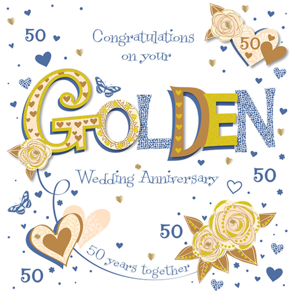 Handmade Golden 50th Wedding Anniversary Greeting Card Cards Love Kates