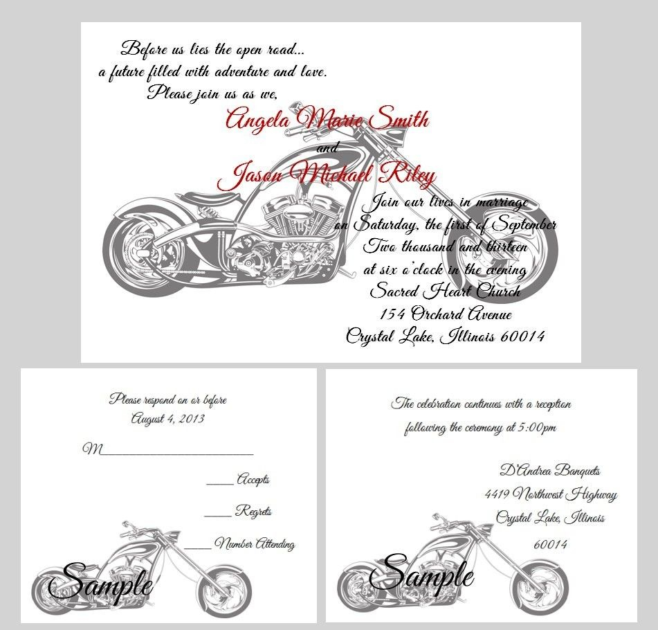 Harley Davidson Birthday Invitations Motorcycle Wedding Invitations